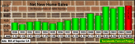 graph, BIA, Net New Home Sales, 1990-2005